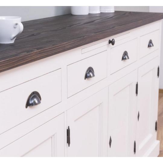 mediteransky masivny nabytok pre lacnu kuchynu jedinecny nabytok rozmerna komoda rustikalna klasicka elegantna biela mediteranska country rustikalna so zasuvkami.jpg